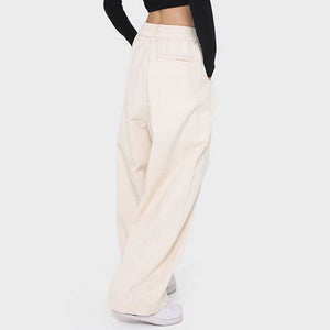 Vintage Elastic High Waist Button Trousers