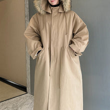 Load image into Gallery viewer, Winter Retro Fishtail Thick Warm Detachable Hood Long Windbreaker
