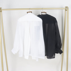 Balloon Sleeve Loose Collar Shirt