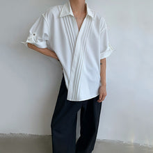 Load image into Gallery viewer, Pleated V-Neck Casual Mid-Length Sleeve Shirt
