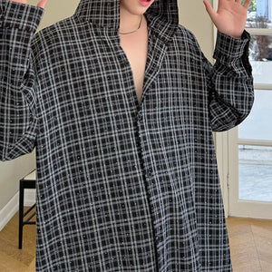 Plaid Diamond-ironing Hooded Long-sleeved Shirt