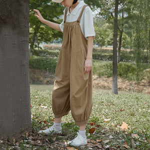 Solid Color Loose Overalls Casual Jumpsuit