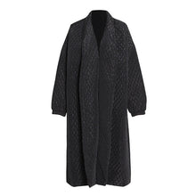 Load image into Gallery viewer, Black Diamond-patterned Loose Long Cotton Coat
