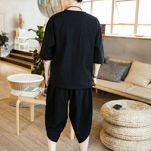 Cotton And Linen Short-Sleeved Casual Suit