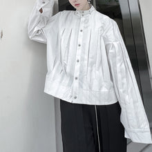 Load image into Gallery viewer, Studded Stand Collar Cropped Long Sleeve Shirt
