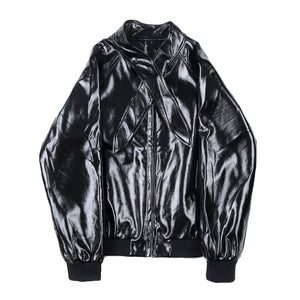 Big Peak Collar PU Leather Jacket