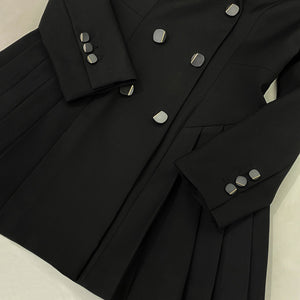 Black Slim Pleated Suit Dress