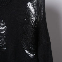 Load image into Gallery viewer, Dark Ripped Crew Neck Sweater
