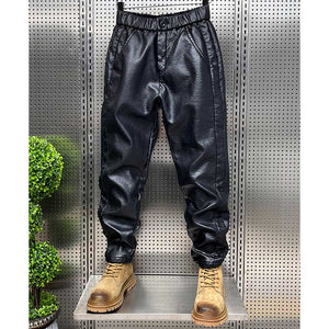 Loose Straight Leather Pants