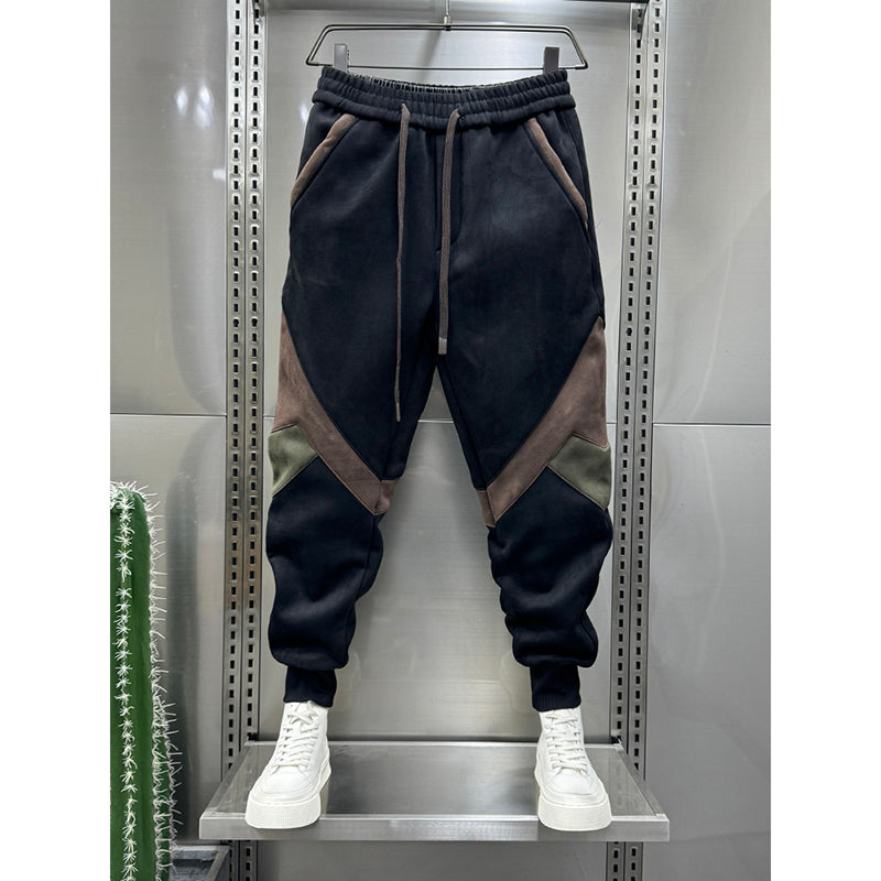 Colorblock Fleece Casual Stretch Harem Pants