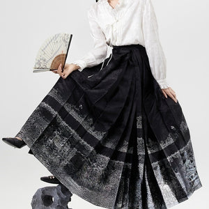 Black Loose Horse Face Skirt