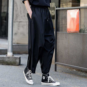 Frayed Pleated Harem Pants