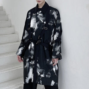 Dark Mid-Length Ink-Dyed Tie Coat