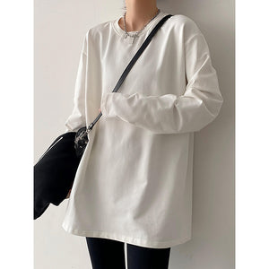 Solid Color Loose Long-sleeve Shirt