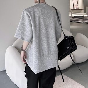 Hem Zipper Panel Shoulder Pads T-Shirt