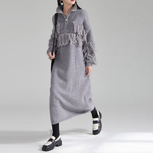 Load image into Gallery viewer, Autumn and Winter Thickened Turtleneck Fringed Knitted Dress
