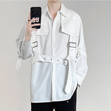 Load image into Gallery viewer, Strap Metal Buckle Button Long Sleeve Shirt
