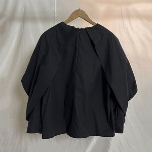 Round Neck Retro Bat Sleeve Loose Shirt