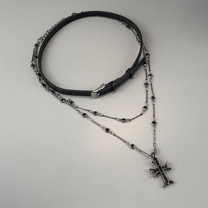 Black Cross Stacking Necklace