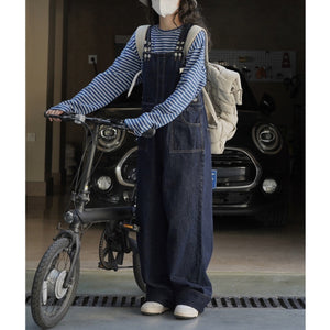 Adjustable Loose Denim Wide-leg Overalls