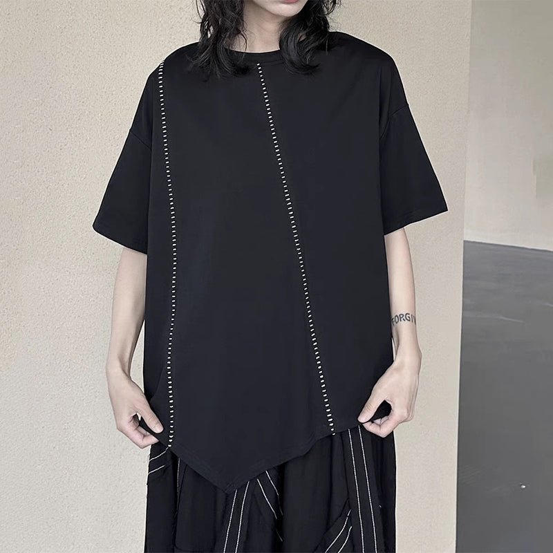 Irregular Topstitched T-shirt