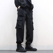 Load image into Gallery viewer, Technical Loose Black Drawstring Overalls
