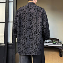 Load image into Gallery viewer, Stand Collar Flocked Floral Disc Button Shirt
