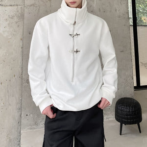 Loose-fitting Stand-up Collar Pullover Sweatshirt