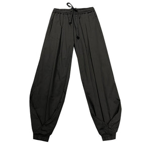 Black Pleated Wide-leg Harem Pants