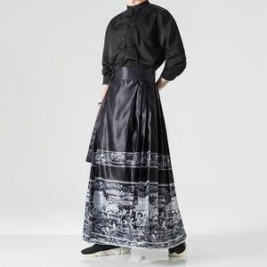 Retro Printed Horse-face Skirt Hanfu