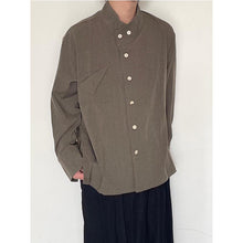 Load image into Gallery viewer, Vintage Side Button Stand Collar Shirt
