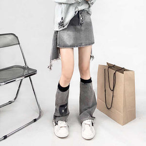 Denim Irregular Skirt Leg Cover Set