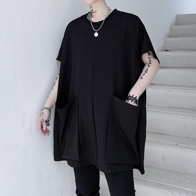 Loose pockets Round neck Short sleeve T-shirt