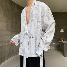 Load image into Gallery viewer, Vintage Collarless Long-sleeved Shirt with Irregular Jacquard Bindings
