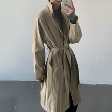 Load image into Gallery viewer, Belted Stand Collar Knee-length Trench Coat
