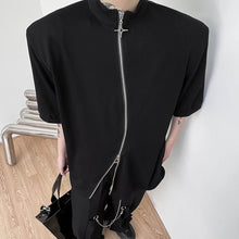 Load image into Gallery viewer, Half Turtleneck Curved Double Zip Shoulder Padded Shirt
