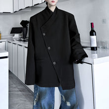 Load image into Gallery viewer, Slanted Collar Padded Shoulder Suit Jacket
