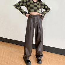 Load image into Gallery viewer, Autumn and Winter Retro PU Leather Wide-leg Pants
