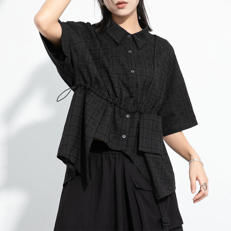 Drawstring Waist Irregular Shirt