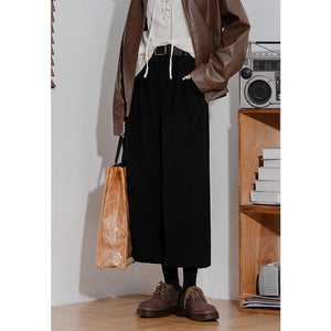 Retro Corduroy Wide Leg Ninth Pants