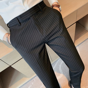 Striped Casual Naples Slim-fit Trousers