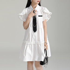 Ruffled Short Sleeve Dress