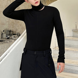 High Neck Cutout Slim Fit Long Sleeve T-Shirt