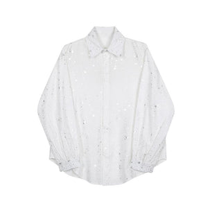 Shiny Chiffon Thin Long Sleeve Shirt