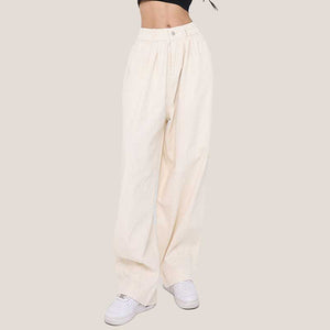 Vintage Elastic High Waist Button Trousers