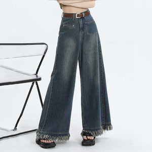 Raw Edge Vintage Wide Leg Jeans