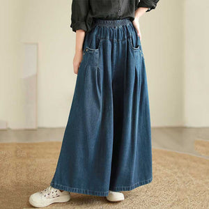 Button-down Casual Wide-leg Jeans