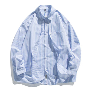 Japanese Fake Two-piece Striped Long-sleeved Shirt