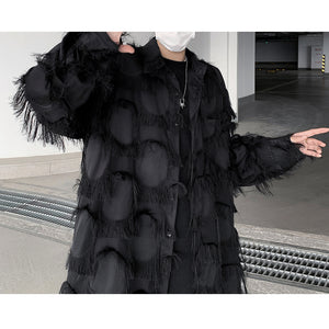 Dark Hollow Tassel Long-sleeved Thin Shirt