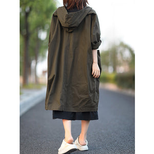 Retro Loose Hooded Trench Coat